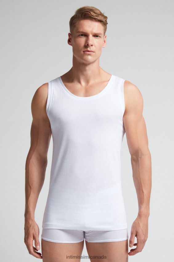 Apparel CA Intimissimi Men Supima Cotton Vest Top with Round Neck 001-White DD6R6T272