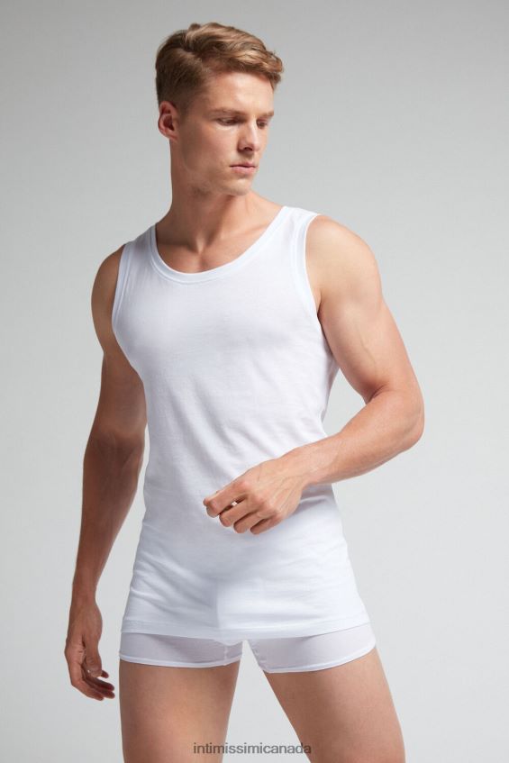 Apparel CA Intimissimi Men Supima Cotton Vest Top with Round Neck 001-White DD6R6T272