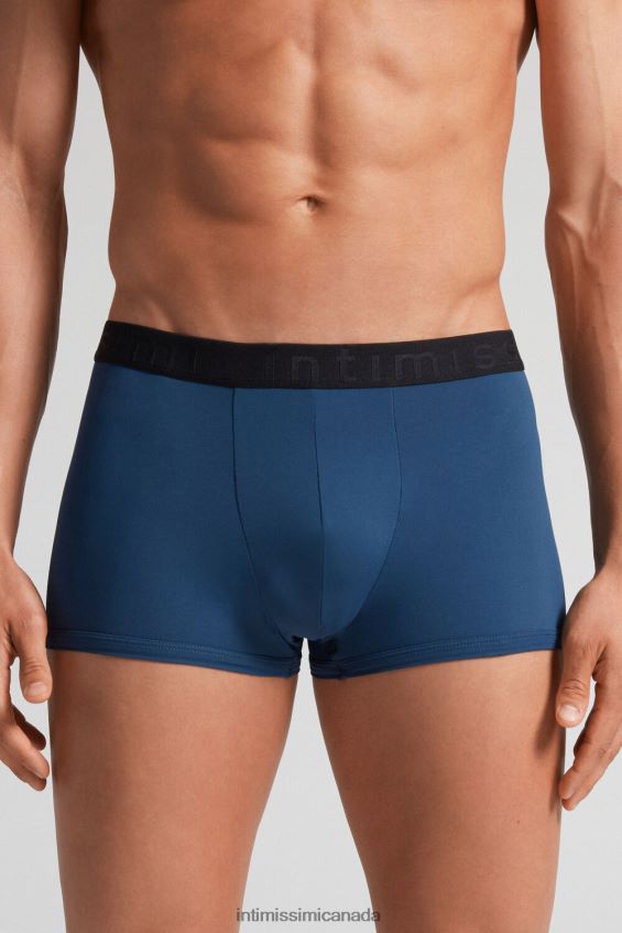 Underwear CA Intimissimi Men Boxer Shorts in Microfibre with Logo 379J-Medium Blue/Nero DD6R6T20