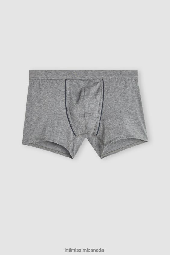 Underwear CA Intimissimi Men Natural Fresh Supima Cotton Boxers 080I-Charcoal Grey Melange/Blue DD6R6T94