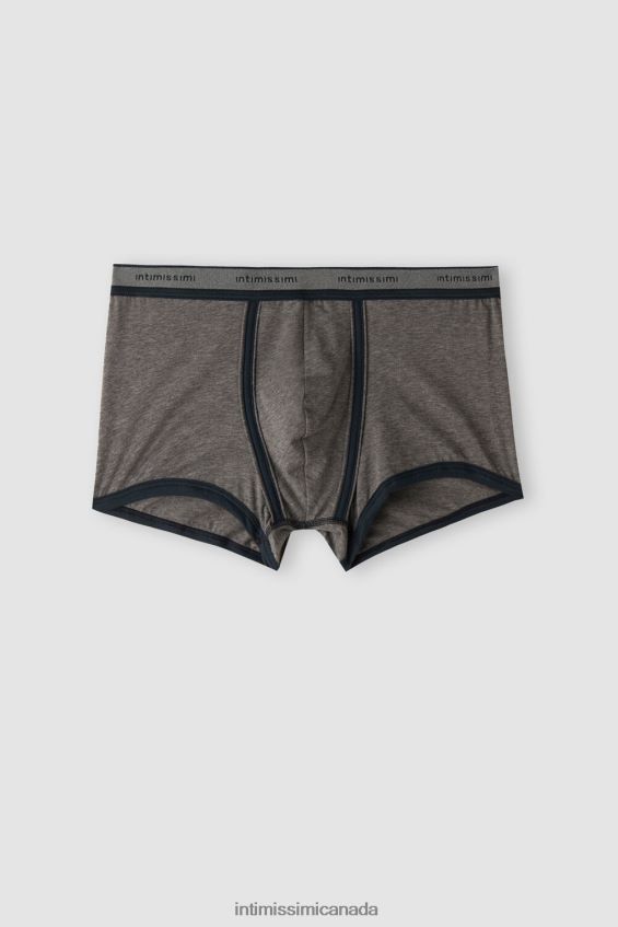 Underwear CA Intimissimi Men Natural Fresh Supima Cotton Boxers with Logo 080I-Charcoal Grey Melange/Blue DD6R6T37