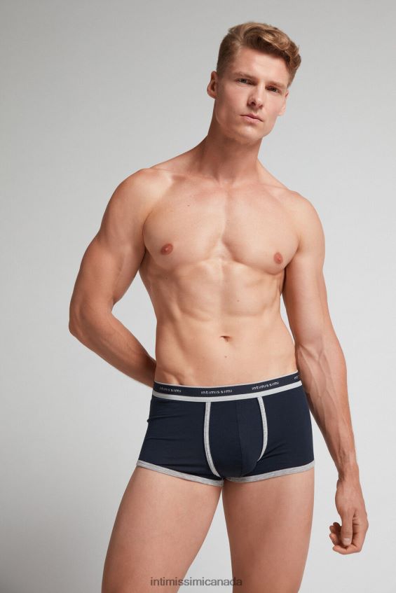 Underwear CA Intimissimi Men Natural Fresh Supima Cotton Boxers with Logo 320J-Midnight Blue/Light Grey Melange DD6R6T41