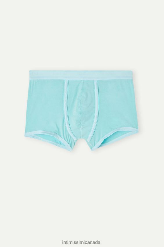 Underwear CA Intimissimi Men Natural Fresh Supima Cotton Boxers with Logo 321J-Aqua Green DD6R6T21