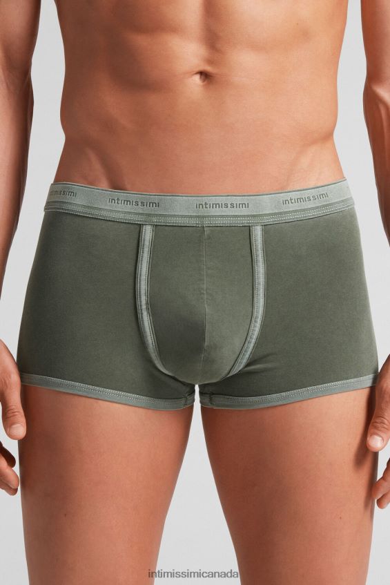 Underwear CA Intimissimi Men Natural Fresh Supima Cotton Boxers with Logo 393J-Verde Bosco Del DD6R6T7
