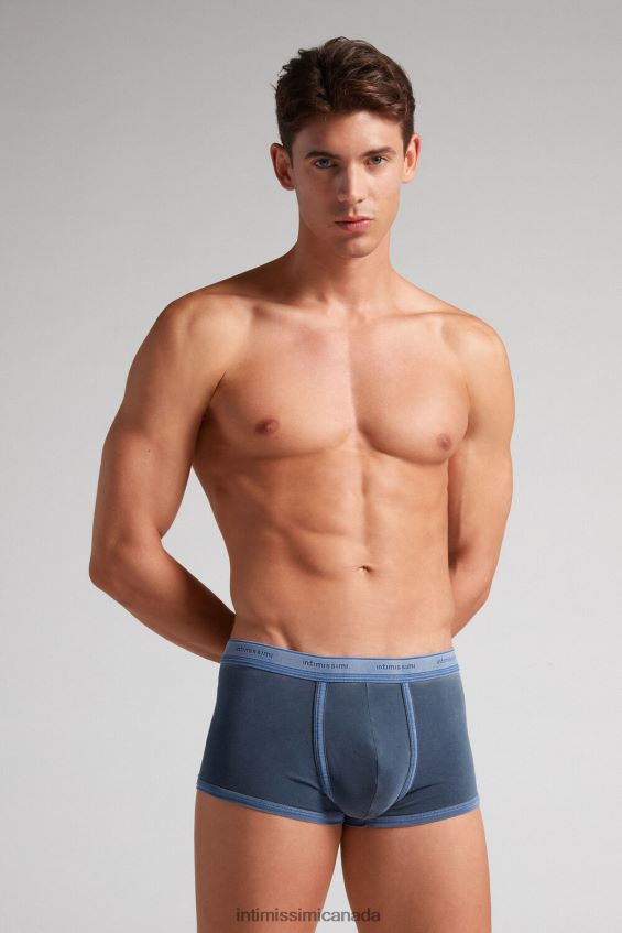 Underwear CA Intimissimi Men Natural Fresh Supima Cotton Boxers with Logo 394J-Blu Gas Del DD6R6T6