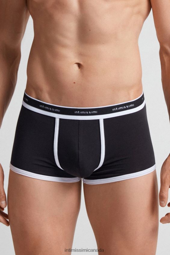Underwear CA Intimissimi Men Natural Fresh Supima Cotton Boxers with Logo 661I-Nero/Bianco DD6R6T40