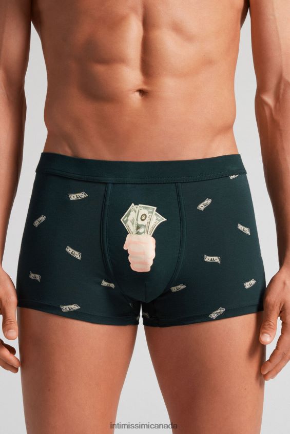 Underwear CA Intimissimi Men Natural Fresh Supima Cotton Money Boxers 370J-Verde Scuro St.Soldi DD6R6T2