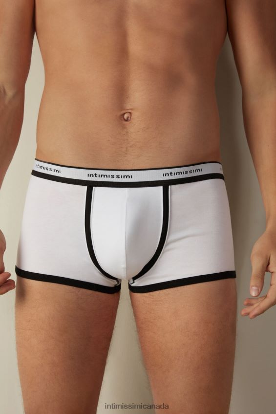 Underwear CA Intimissimi Men Stretch Supima Cotton Boxer Shorts with Logo Detail 143I-Black/White DD6R6T93