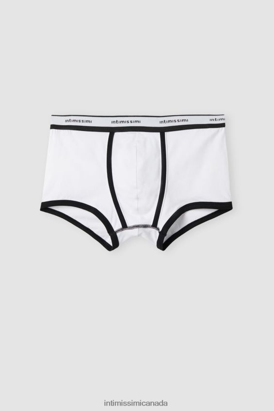 Underwear CA Intimissimi Men Stretch Supima Cotton Boxer Shorts with Logo Detail 143I-Black/White DD6R6T93