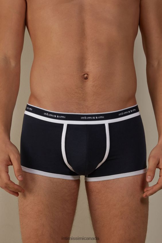 Underwear CA Intimissimi Men Stretch Supima Cotton Boxer Shorts with Logo Detail 3481-Midnight Blue/White DD6R6T117