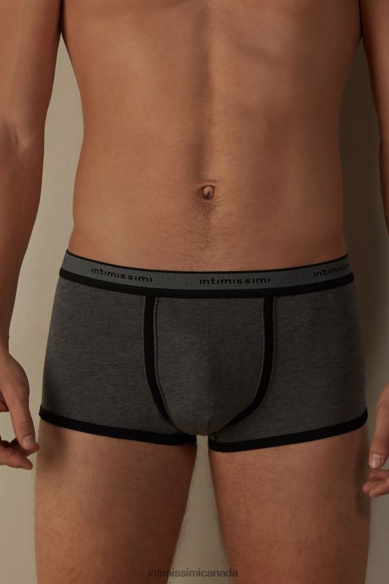 Underwear CA Intimissimi Men Stretch Supima Cotton Boxer Shorts with Logo Detail 543I-Graphite Grey Blend/Black DD6R6T91