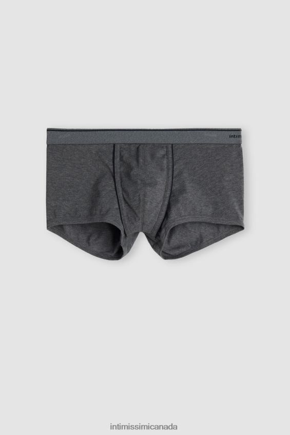 Underwear CA Intimissimi Men Supima Cotton Boxers with Exposed Waistband 080I-Charcoal Grey Melange/Blue DD6R6T119