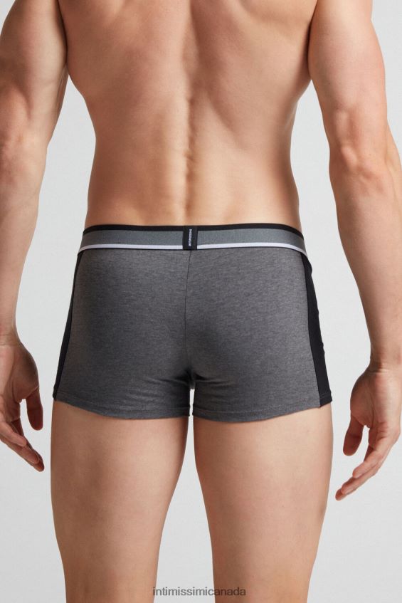 Underwear CA Intimissimi Men Two-Tone Stretch Supima Cotton Boxers 543I-Graphite Grey Blend/Black DD6R6T108