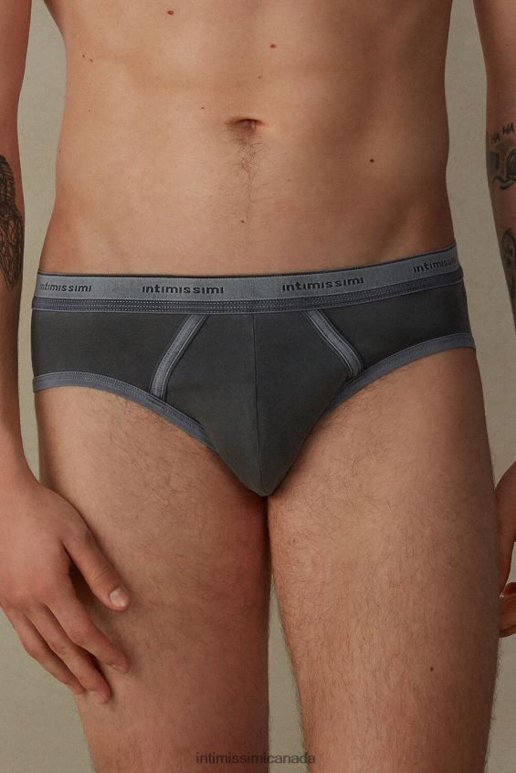 Underwear CA Intimissimi Men Garment-Dyed Stretch Supima Cotton Briefs 862I-Black DD6R6T83