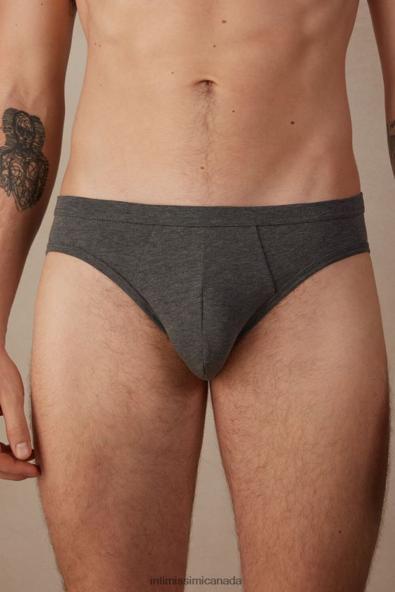 Underwear CA Intimissimi Men Low-Rise Stretch Supima Cotton Briefs 5227-Charcoal Grey Melange DD6R6T53