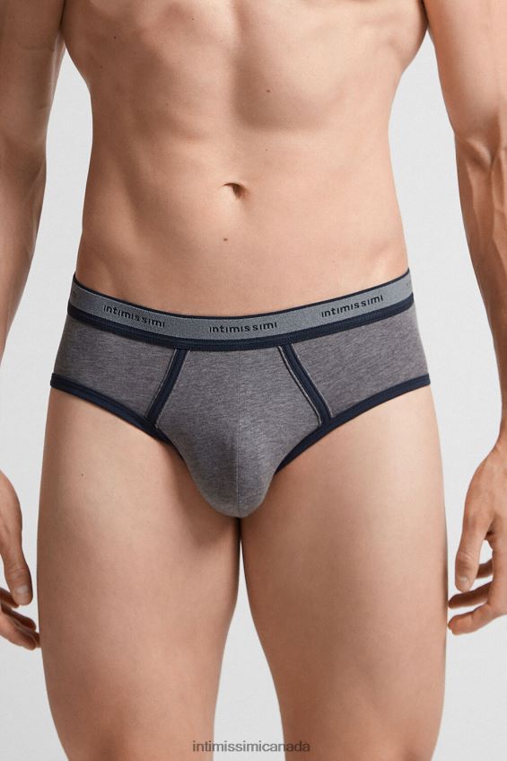 Underwear CA Intimissimi Men Natural Fresh Supima Cotton Briefs with Logo 080I-Charcoal Grey Melange/Blue DD6R6T25