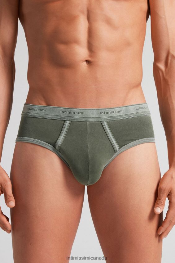 Underwear CA Intimissimi Men Natural Fresh Supima Cotton Briefs with Logo 393J-Verde Bosco Del DD6R6T8