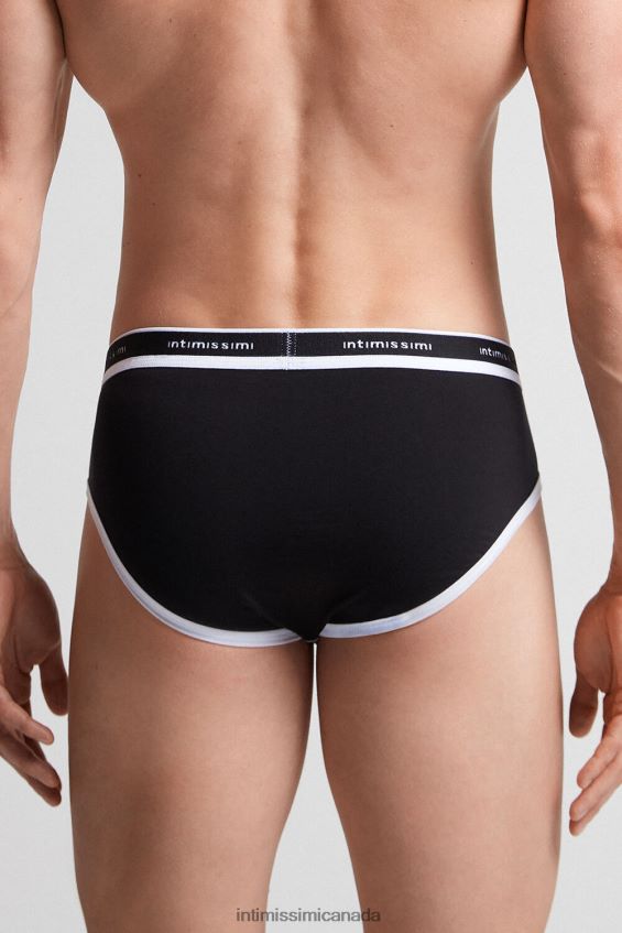 Underwear CA Intimissimi Men Natural Fresh Supima Cotton Briefs with Logo 661I-Nero/Bianco DD6R6T24