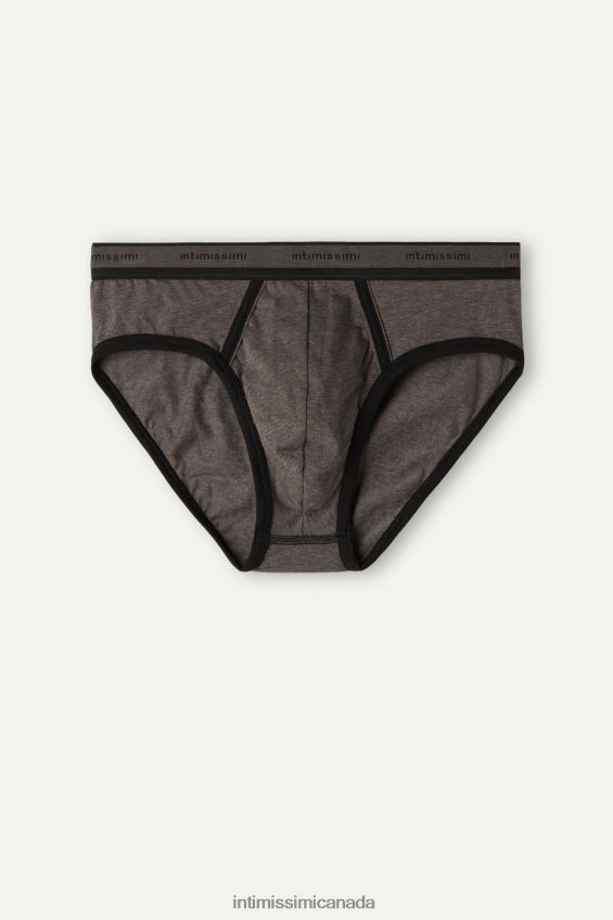 Underwear CA Intimissimi Men Stretch Supima Cotton Brief with Logo Detail 128J-Brown Melange/Black DD6R6T61