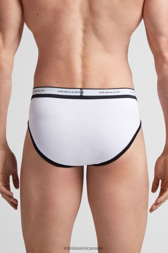 Underwear CA Intimissimi Men Stretch Supima Cotton Brief with Logo Detail 143I-Black/White DD6R6T92