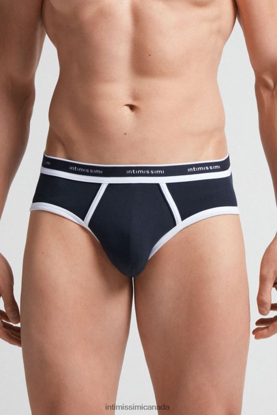 Underwear CA Intimissimi Men Stretch Supima Cotton Brief with Logo Detail 3481-Midnight Blue/White DD6R6T107