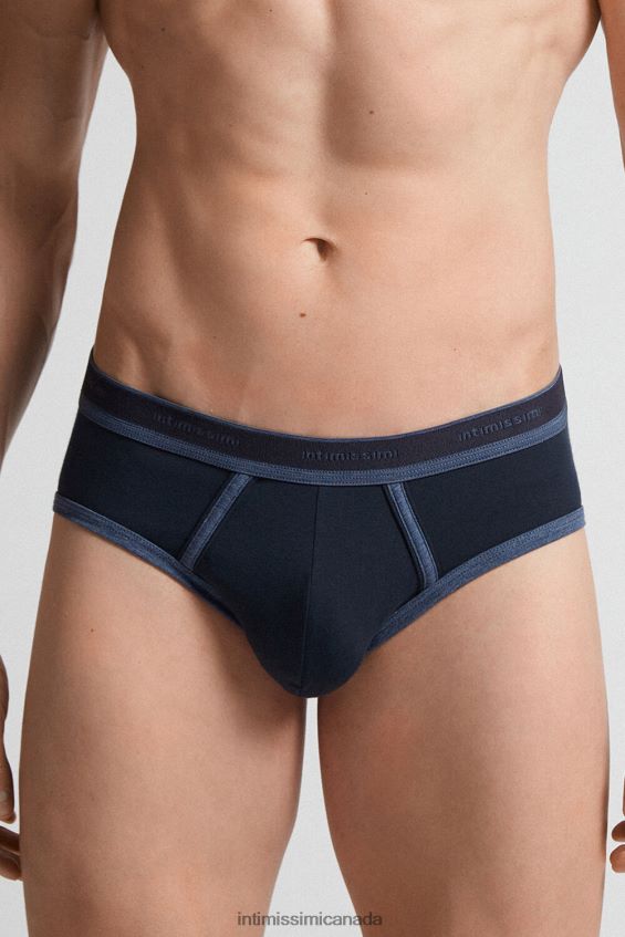 Underwear CA Intimissimi Men Stretch Supima Cotton Brief with Logo Detail 844I-Midnight Blue/Denim Blue Blend DD6R6T87