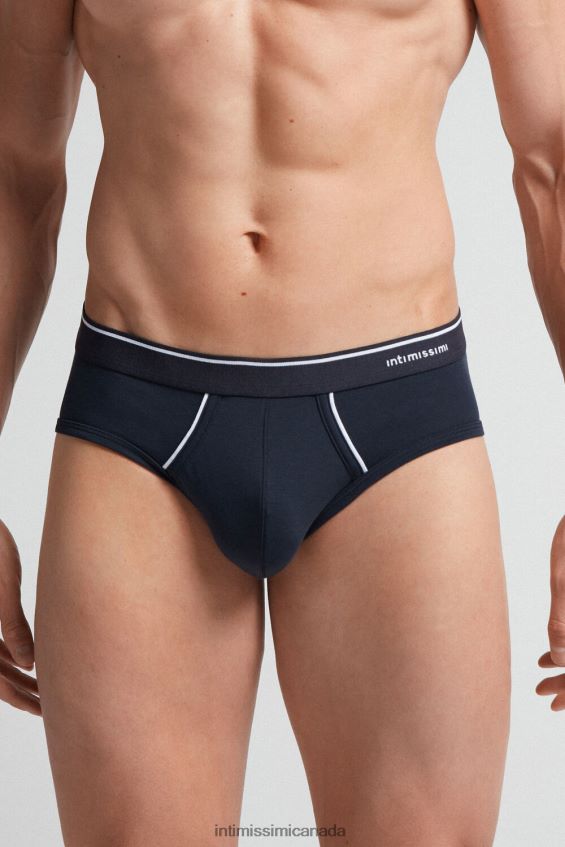 Underwear CA Intimissimi Men Supima Cotton Briefs with Visible Elastic 6987-Blue/White DD6R6T127
