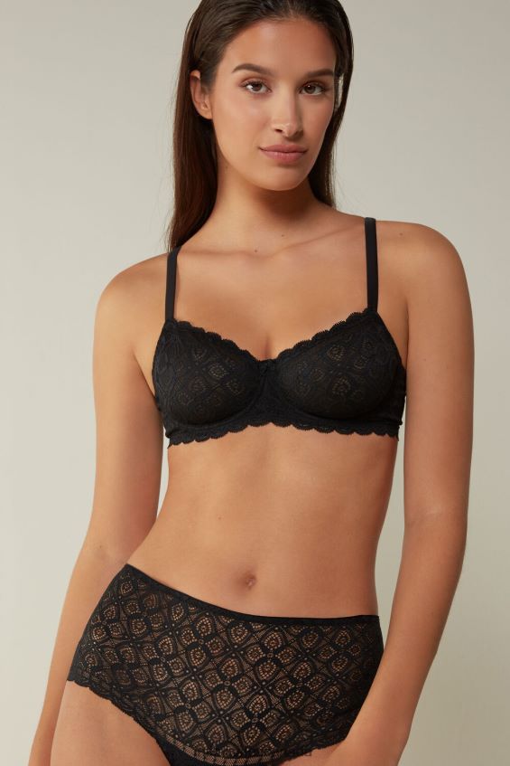 Underwear CA Intimissimi Women Daniela Lace Balconette Bra 019-Black DD6R6T684