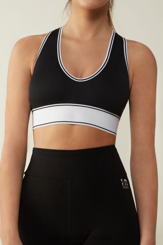 Underwear CA Intimissimi Women In Action Bra Top with Supima Cotton Lining 661I-Nero/Bianco DD6R6T744