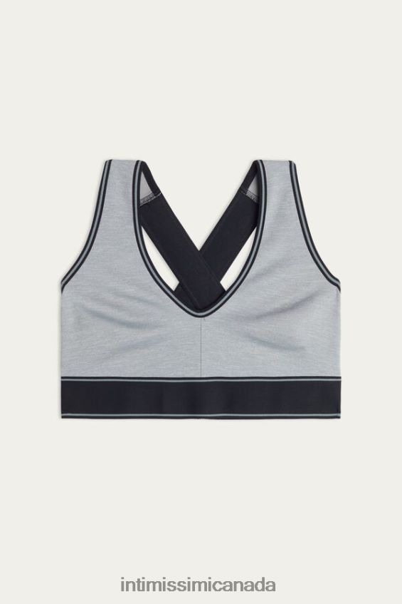 Underwear CA Intimissimi Women In Action Bra Top with Supima Cotton Lining 7539-Mid Grey Melange/Black DD6R6T742