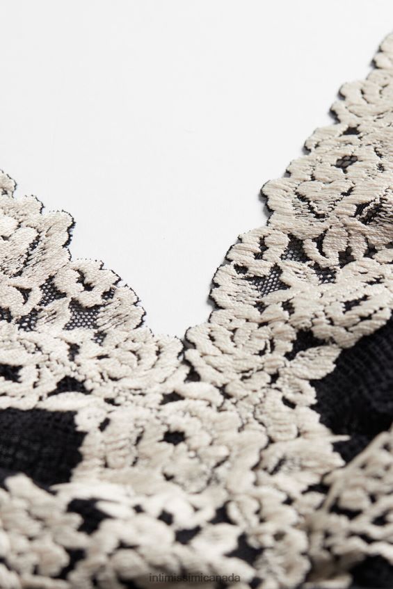 Underwear CA Intimissimi Women Pretty Flowers Lara Triangle Bra 9887-Black/Ivory DD6R6T803