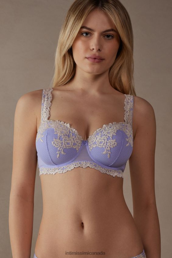 Underwear CA Intimissimi Women Pretty Flowers Sofia Balconette Bra 214J-Sweet Lavender/Ivory DD6R6T569