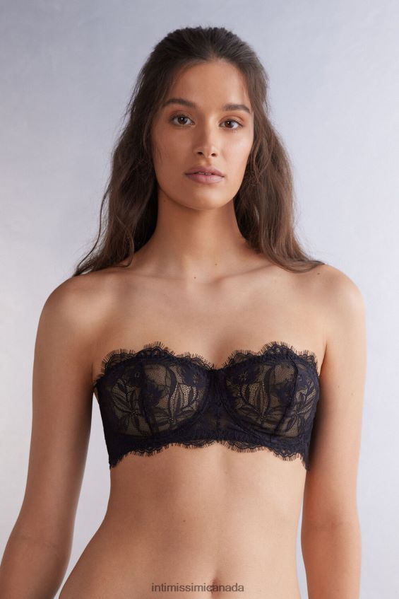 Underwear CA Intimissimi Women Sensual Flowers Balconette Bandeau Bra 019-Black DD6R6T476