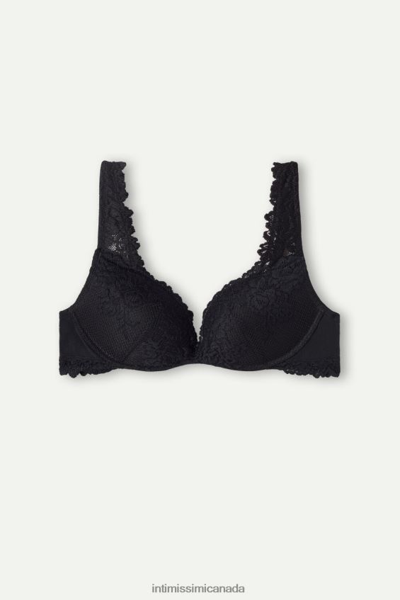 Underwear CA Intimissimi Women Pretty Flowers Gioia Super Push-Up Bra 019-Black DD6R6T686