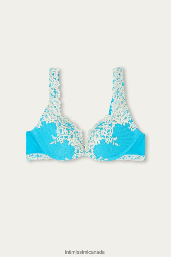 Underwear CA Intimissimi Women Pretty Flowers Gioia Super Push-Up Bra 233J-Digital Turquoise/Ivory DD6R6T575