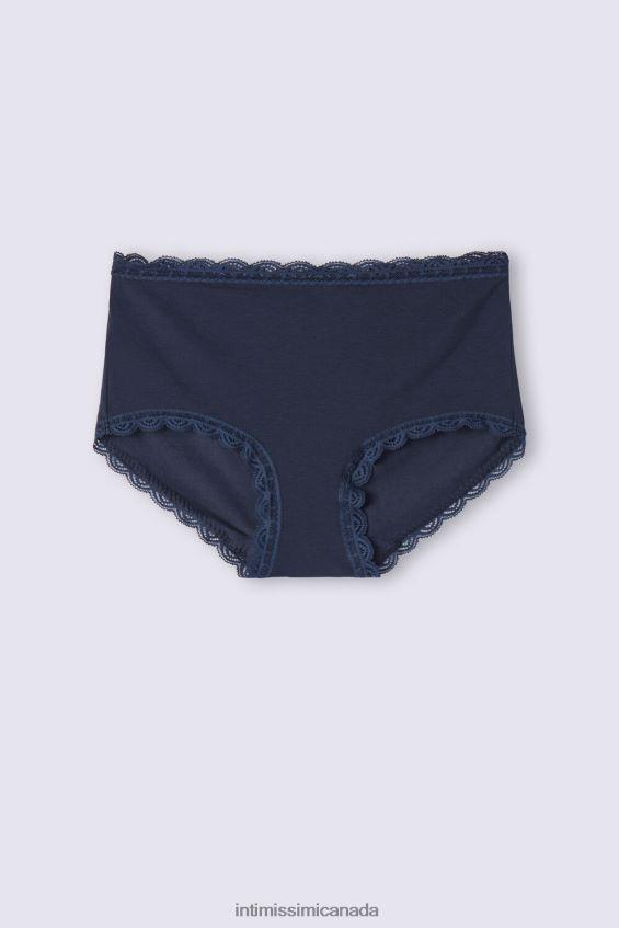 Underwear CA Intimissimi Women High-waisted cotton and lace french knickers 1467-Intense Blue DD6R6T852