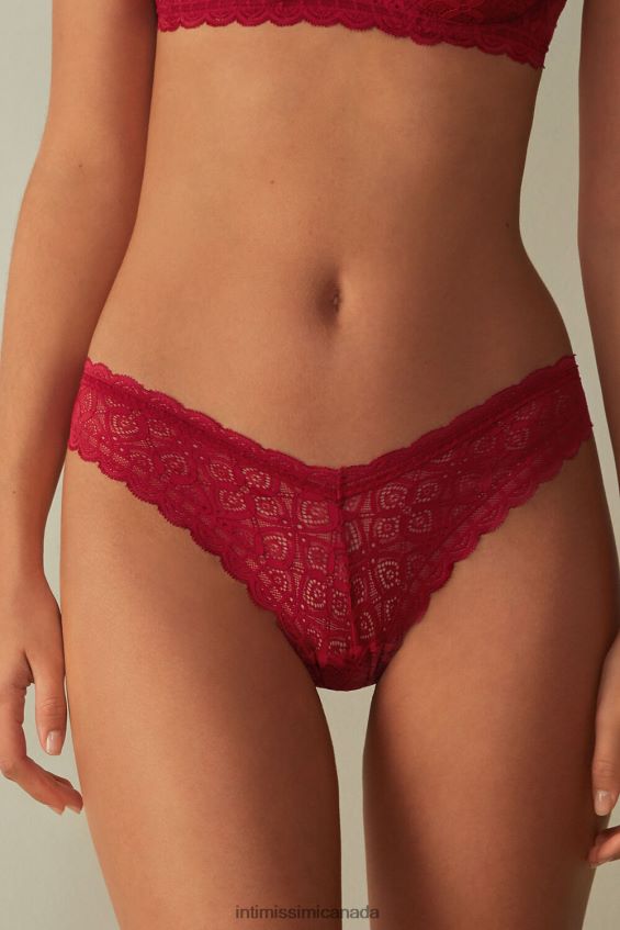 Underwear CA Intimissimi Women 80s-Style Lace Brazilian Briefs 1473-Red DD6R6T1036