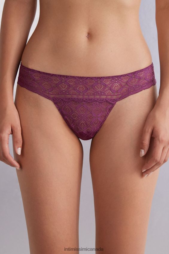 Underwear CA Intimissimi Women Lace Brazilian Briefs 345J-Purple Wine DD6R6T865