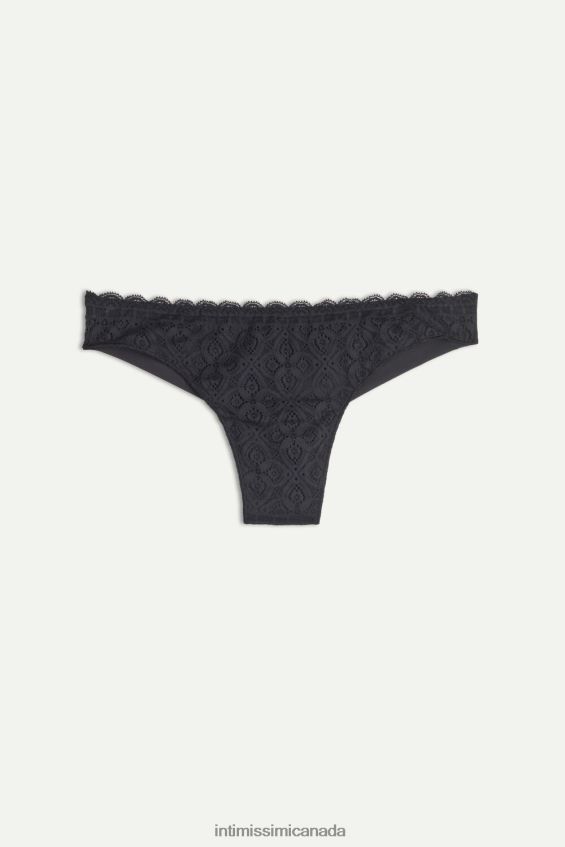 Underwear CA Intimissimi Women Lace and Microfibre Brazilian Briefs 019-Black DD6R6T1082