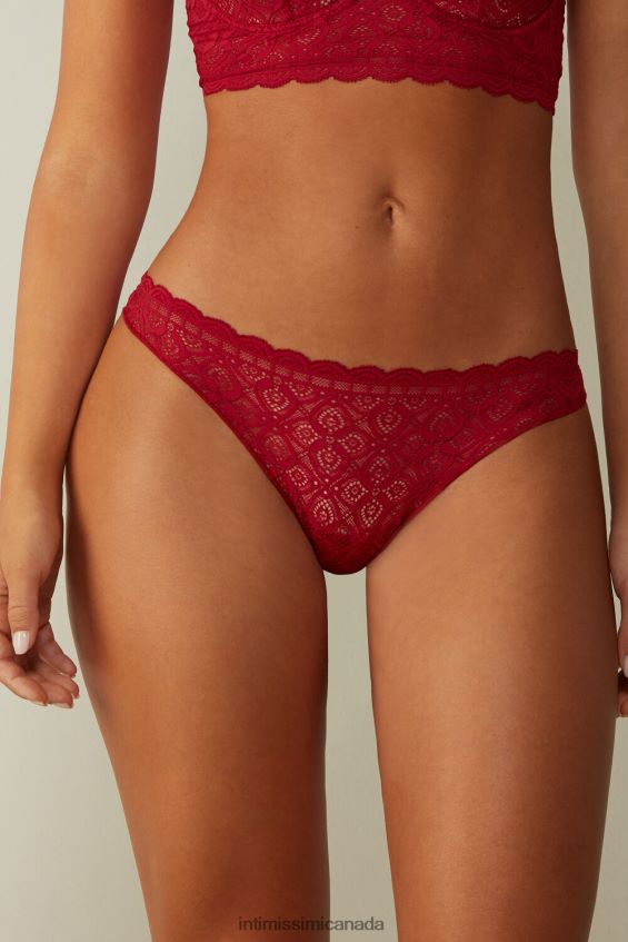 Underwear CA Intimissimi Women Lace and Microfibre Brazilian Briefs 1473-Red DD6R6T1035