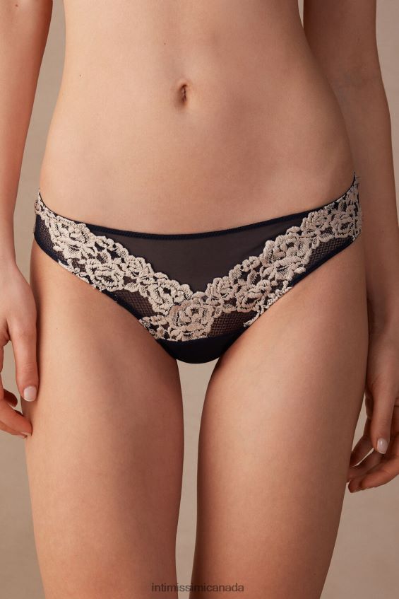 Underwear CA Intimissimi Women Pretty Flowers Brazilian Briefs 347I-Deep Blue/Vanilla DD6R6T1149