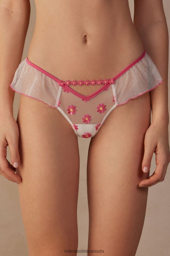 Underwear CA Intimissimi Women Sweet Like Daisies 80s-Style Brazilian Briefs 239J-Fuchsia/Powder White DD6R6T936