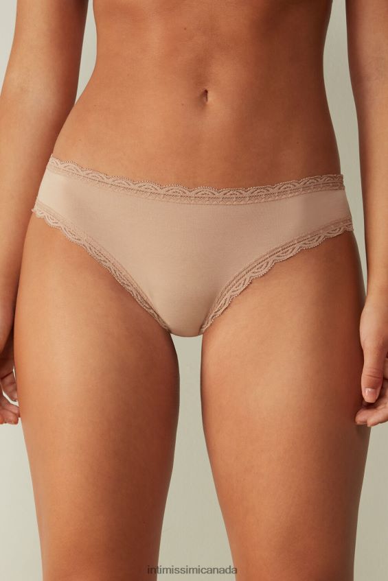 Underwear CA Intimissimi Women Cotton and Lace Briefs 044-Soft Beige DD6R6T1086