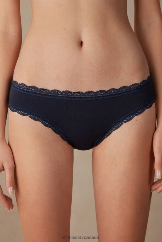 Underwear CA Intimissimi Women Cotton and Lace Briefs 1467-Intense Blue DD6R6T1005
