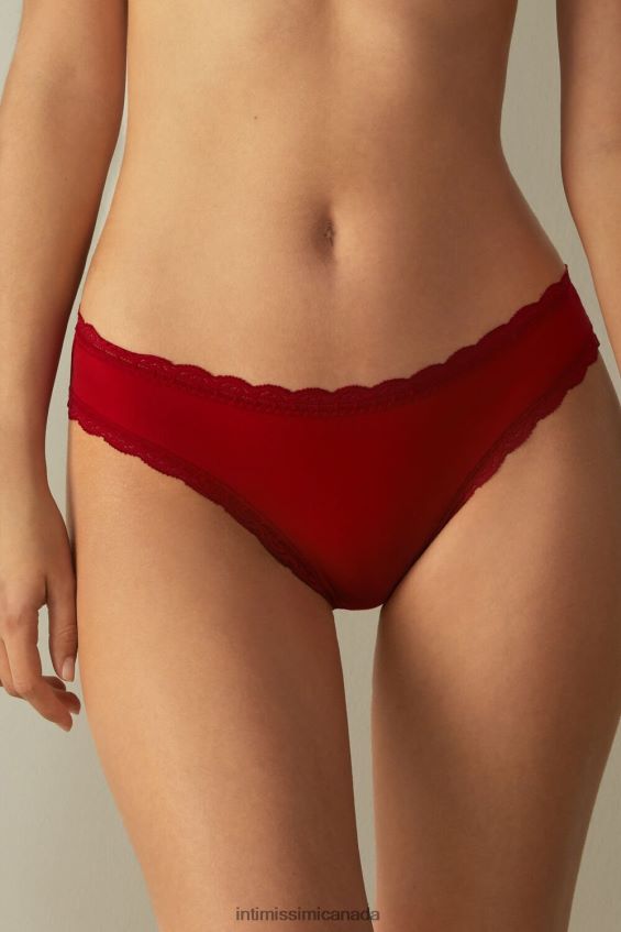 Underwear CA Intimissimi Women Cotton and Lace Briefs 1473-Red DD6R6T1038