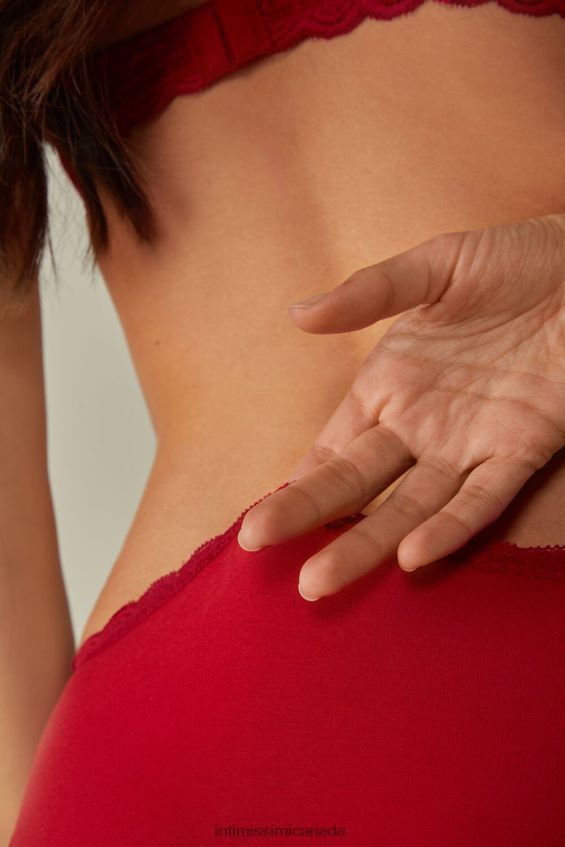 Underwear CA Intimissimi Women Cotton and Lace Briefs 1473-Red DD6R6T1038