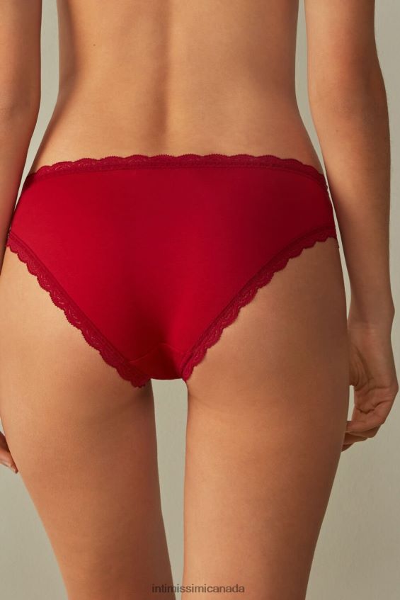 Underwear CA Intimissimi Women Cotton and Lace Briefs 1473-Red DD6R6T1038
