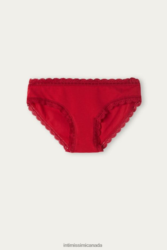 Underwear CA Intimissimi Women Cotton and Lace Briefs 1473-Red DD6R6T1038