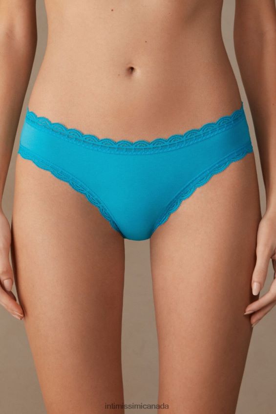 Underwear CA Intimissimi Women Cotton and Lace Briefs 210J-Digital Turquoise DD6R6T999