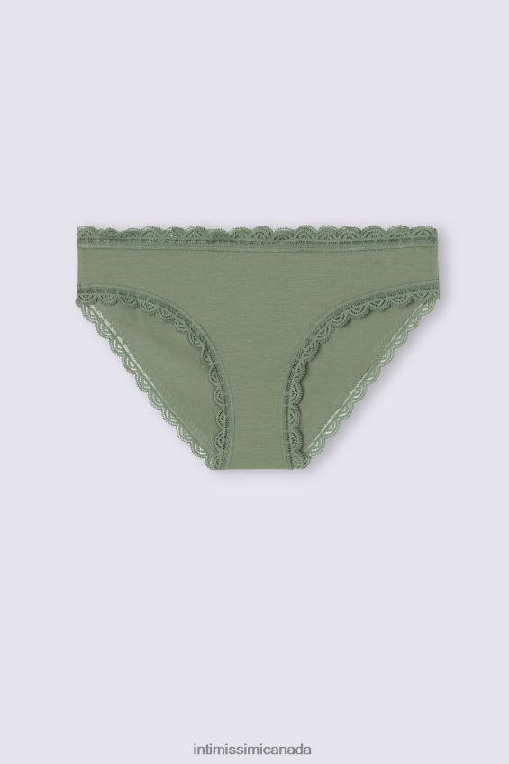 Underwear CA Intimissimi Women Cotton and Lace Briefs 344J-Salvia Green DD6R6T908